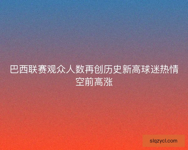巴西联赛观众人数再创历史新高球迷热情空前高涨